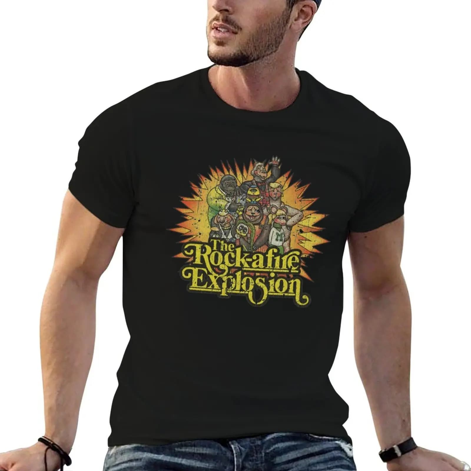 Rock a fire Explosion Shirt T-Shirt quick drying boys animal print mens vintage t shirts