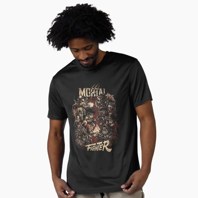 fighter dark Retro 90's Mortal Kombat MK Gift tee for gamer 100% cotton Short Sleeve Graphic T-Shirt All size tee S-6XL