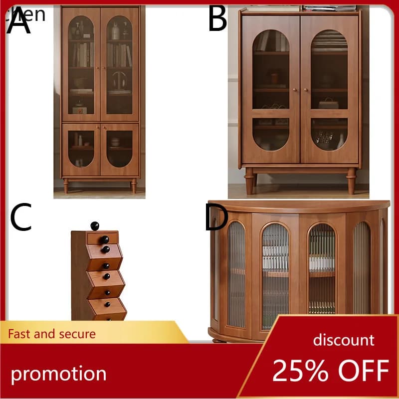 HT Roman Solid Wood Entryway Side Cabinet Vintage Dining Side Hallway Cabinet Antique Simple Living Room Storage Cabinet
