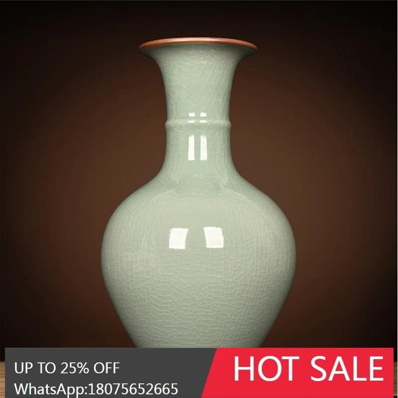 SGF Jingdezhen vase celadon jade borneol living room flower arrangement bogu frame porcelain ornament