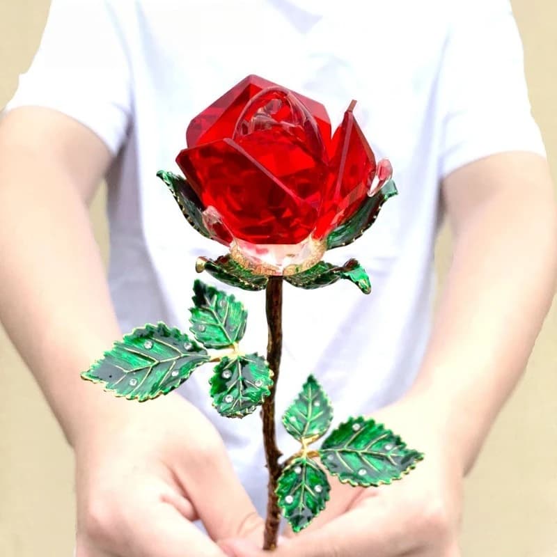 Vintage Crystal Rose Birthday Wedding Anniversary Creative Valentine's Day Gifts Living Room Decoration  Decorative Figurines