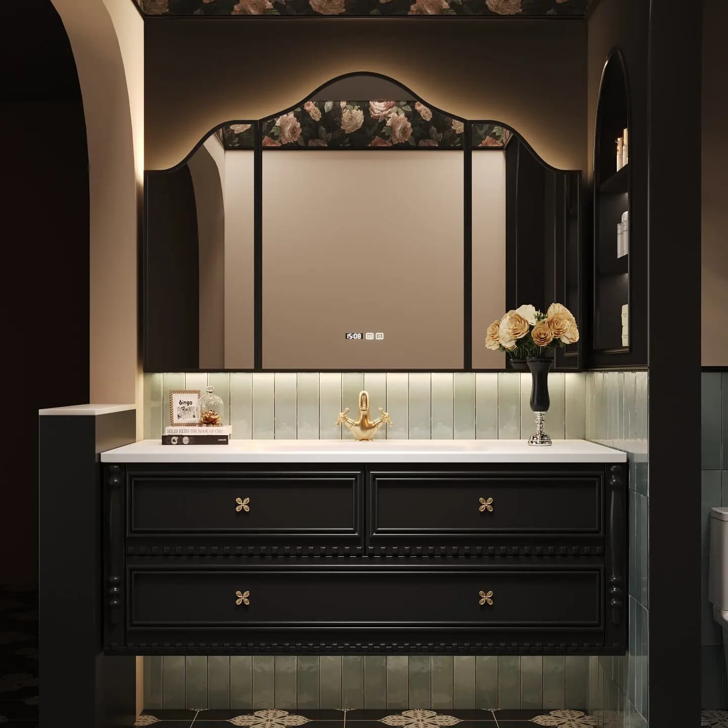 CX retro bathroom cabinet combination, integrated basin bathroom, high-end luxury stone washbasin, face wash basin
