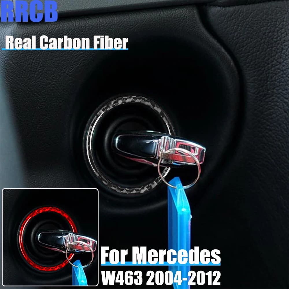 Real Carbon Fiber Car Accessories Key Hole Ring Soft Cover Sticker For Mercedes-Benz G Class W463 G500 G55 G63 G550 2004-2012