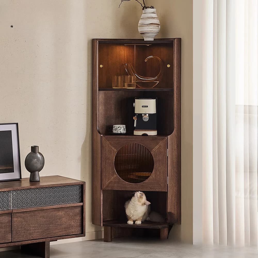 Retro solid wood Cabinets For living room corner corner cabinet American triangular dining side cabinet