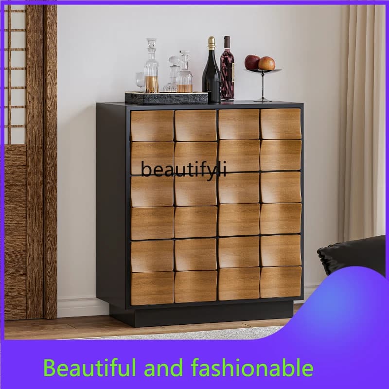 Carmen Cabinet Living Room Vintage Chessboard Chest of Six Drawers Distressed Homestay Hotel Decorative Storage Locker