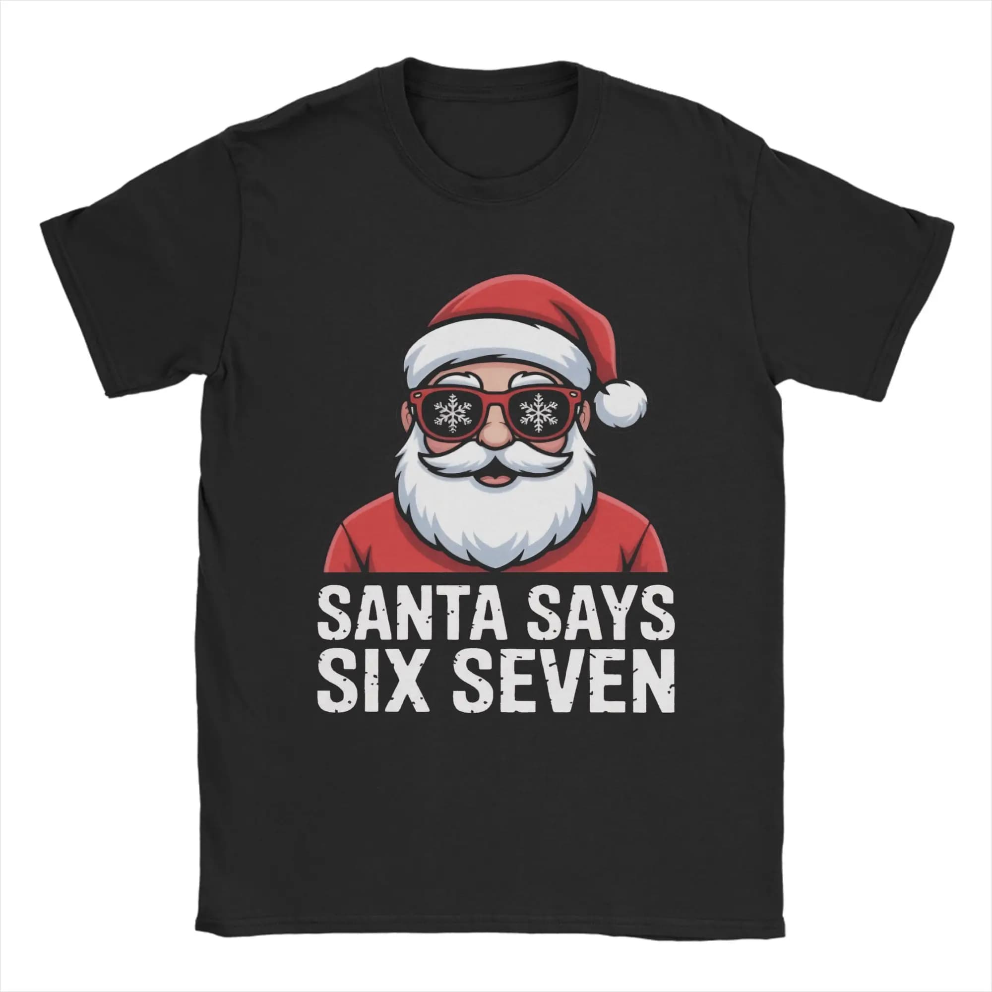 67 Meme Funny Six Seven Christmas 6-7 Meme Santa 6 7 T-Shirt for Men  Novelty Cotton Tees Short Sleeve T Shirts Plus Size Tops