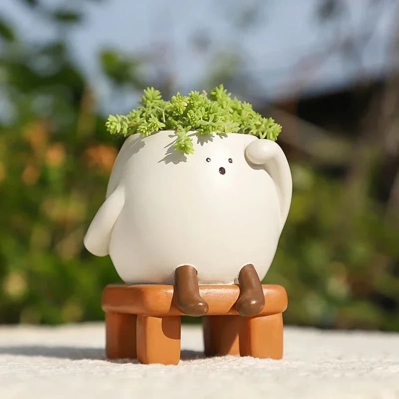 Cute Cartoon Funny Creative Mini Succulent Pot Resin Planter For Office Desktop Decoration Gift For Plant Lovers Christmas