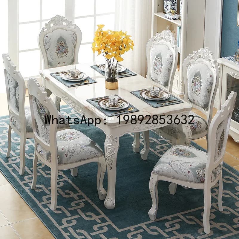 BF European Style Dining and Chair Set Rectangular Marble Modern Simple Home Small Apartment  SolidDining Table Classic