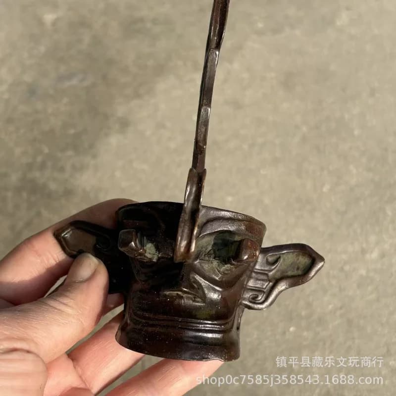 Vintage copper mask-shaped decorative ornament, craft item, home , desktop decoration