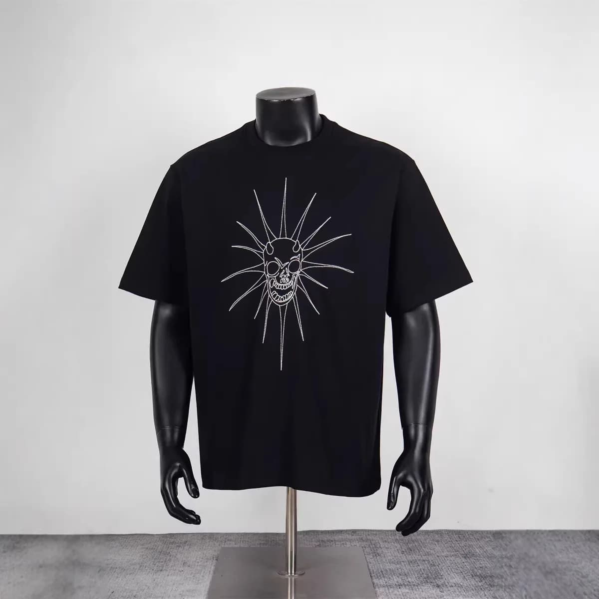 Thug Club Korean-style street hip-hop style skull embroidery loose men's and women's matching short-sleeved T-shirt trend