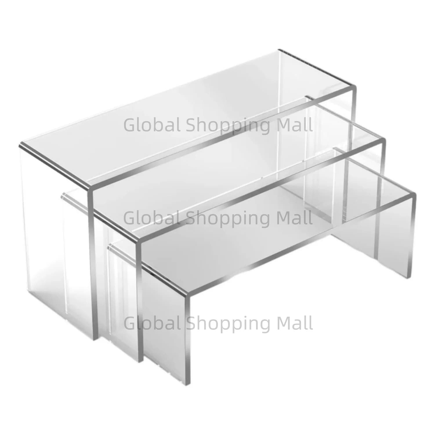 Jewelry Collection Risers Set 3pcs Clear Acrylic Materials Display Stand Cosmetic Bag Jewelry Showcase Cupcake Holder