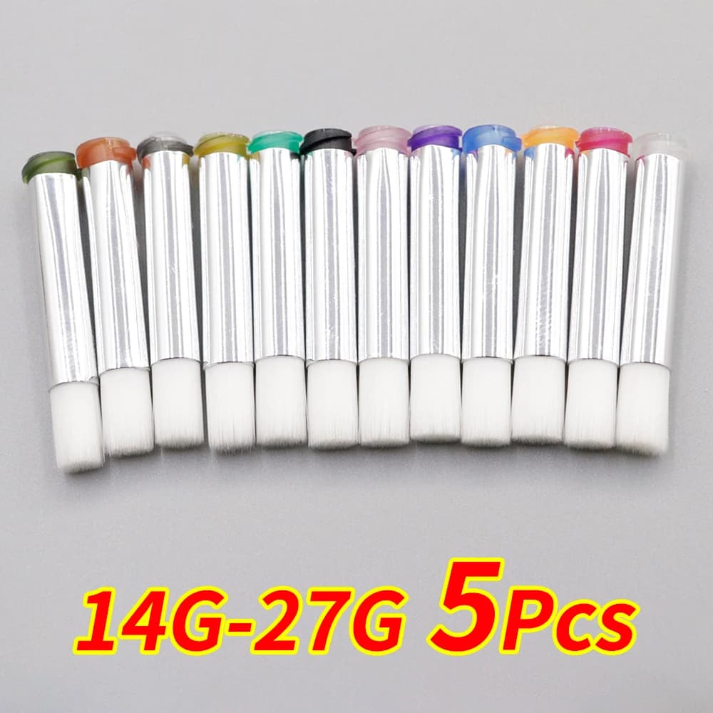 5pcs 6mm Round Mouth Soft Brush Needle Dispensing Injection Needle Glue Coating Needle for Precision Dispensing Machine