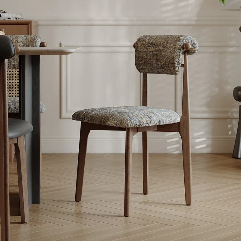 Scandinavian Solid Wood Dining Chair Modern Minimalist Design Raw Wood Cream Tones Seat for Home Kitchen Cafe Furniture