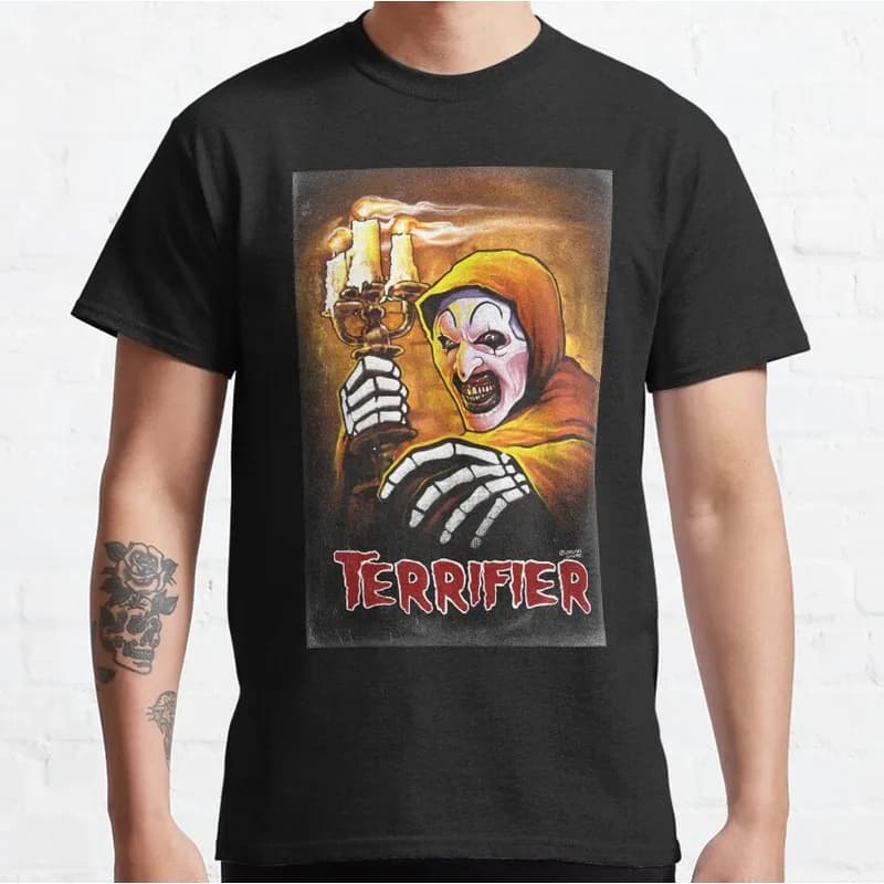 Retro Horror Movie Terrifier Art The Clown Killer Scary Halloween Gift T Shirt Short Sleeve Graphic clothes All size tops S-6XL