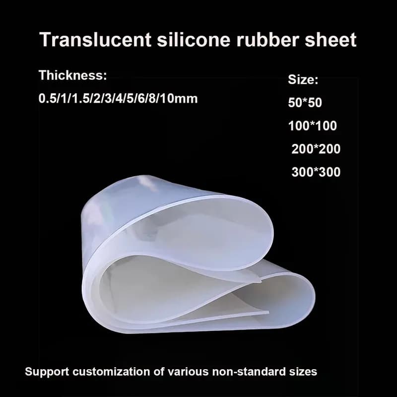 High Temp Resistant Translucent Silicone Sheet Rubber Mat Multiple Sizes 50x50 100x100 200x200mm