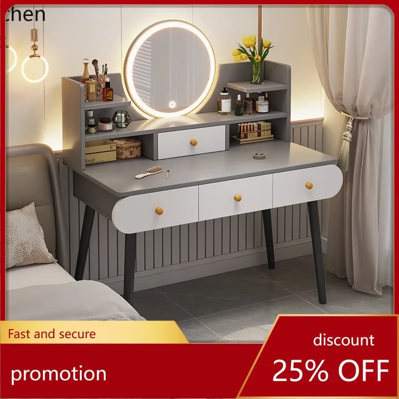 CZ  Dressing Table Bedroom Modern Simple Small Apartment Master Bedroom Desk Storage Cabinet Integrated Makeup Mirror Table