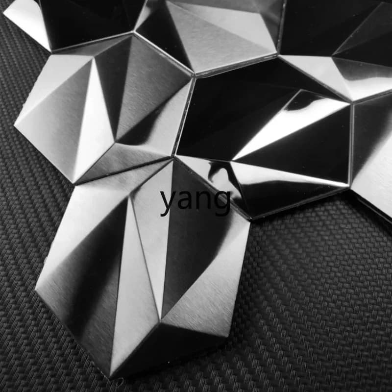 LTT black hexagonal metal brick stainless steel mosaic cafe living room wall sticker