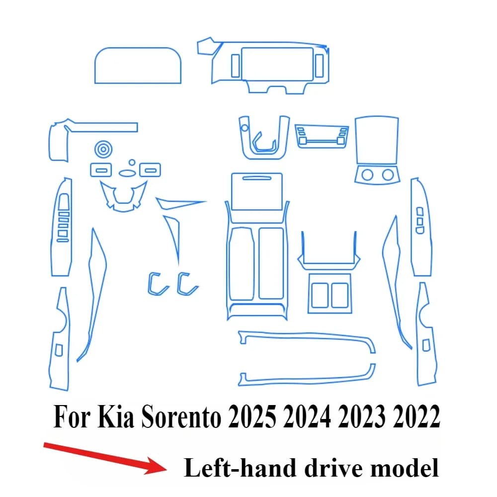 Protective Film For Kia Sorento 2025 2024 2023 Accessories Interior Transparent TPU Gear Panel GPS Center Console PPF Sticker