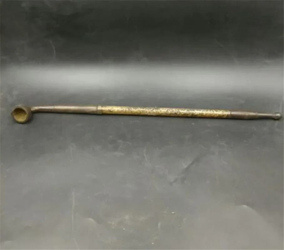 Copper Statue Collectable Chinese Brass Carved Exquisite Small Smoking Tool Pipe
