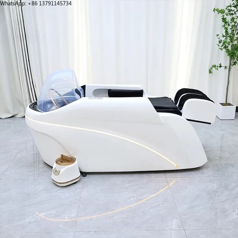 Synthetic Leather Head Therapy Beds Automatic Massage Shampoo Bed Comfortable Ergonomic Design High Density Spong