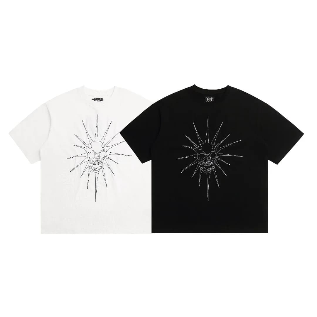 Thug Club - American style street graphic embroidery versatile round-neck top for summer T-shirt short sleeves for men and women