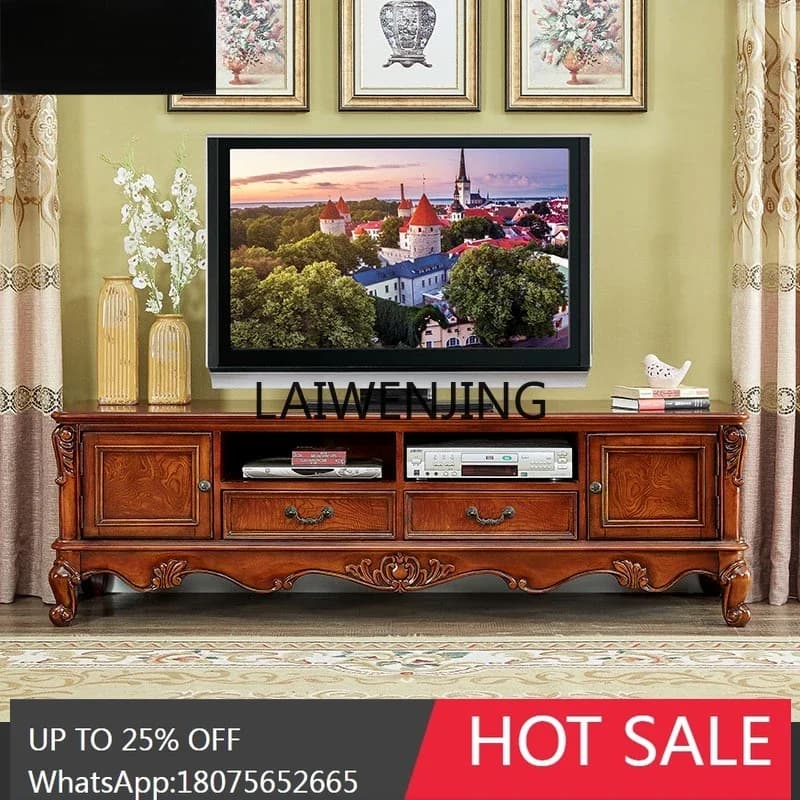 American solid wood storage locker integrated living room home floor TV cabinet