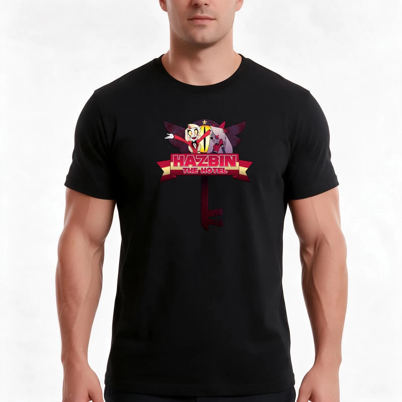 Hazbin The Hotel T-Shirt, Summer Casual Cotton Tee, Oversized Streetwear Tops, Vintage Graphic Print, Loose Fit Short Sleeve