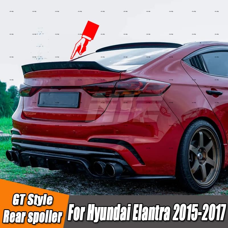 Car Trunk Spoiler Carbon Fiber FRP Auto Rear Trunk Wing R Style Accessories Spoiler For Hyundai Elantra 2016 2017 2018 2019