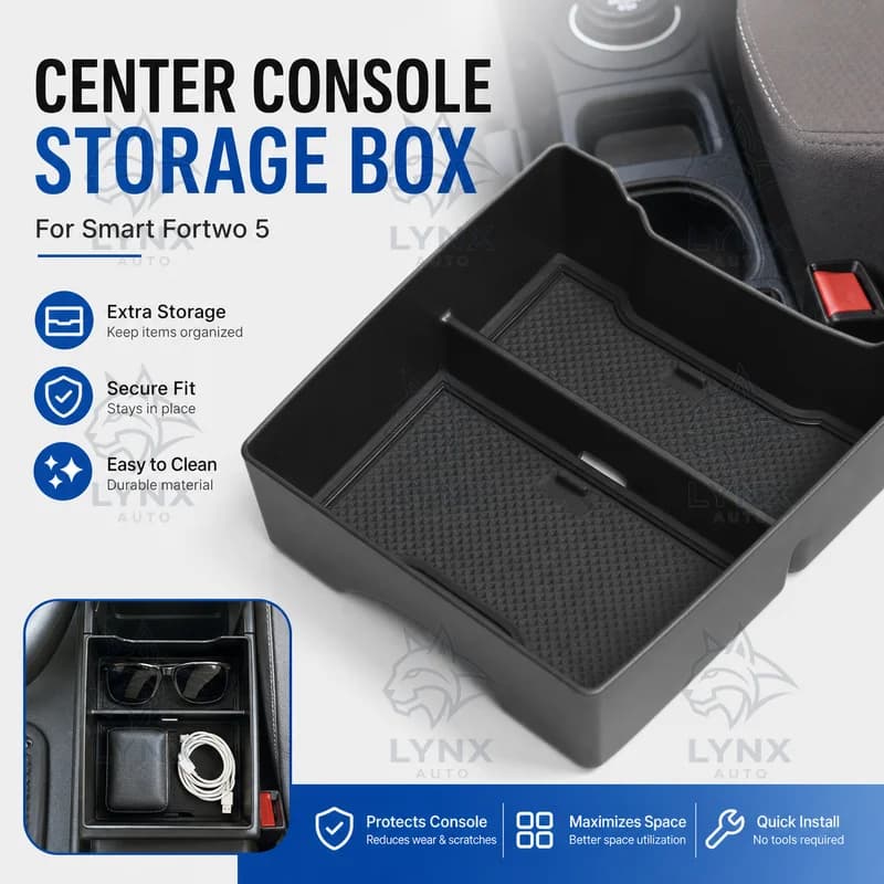 For Smart Fortwo 5 Center Console Armrest Storage Box #5 Car Organizer Automotive Accessories Upgrade Parts Storage Box