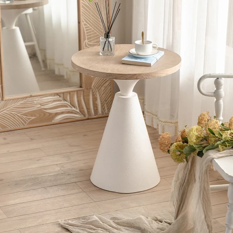 American Retro Sofa Side Table, Vintage Solid Wood Small Round Table, Home Balcony Decorative Corner B&B/Cafe Coffee Table