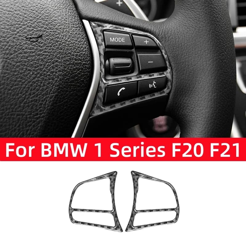 Carbon Fiber for BMW 1 Series F20 F21 2012-2018 Interior Accessories Car Steering Wheel Button Trim Frame Decoration Stickers