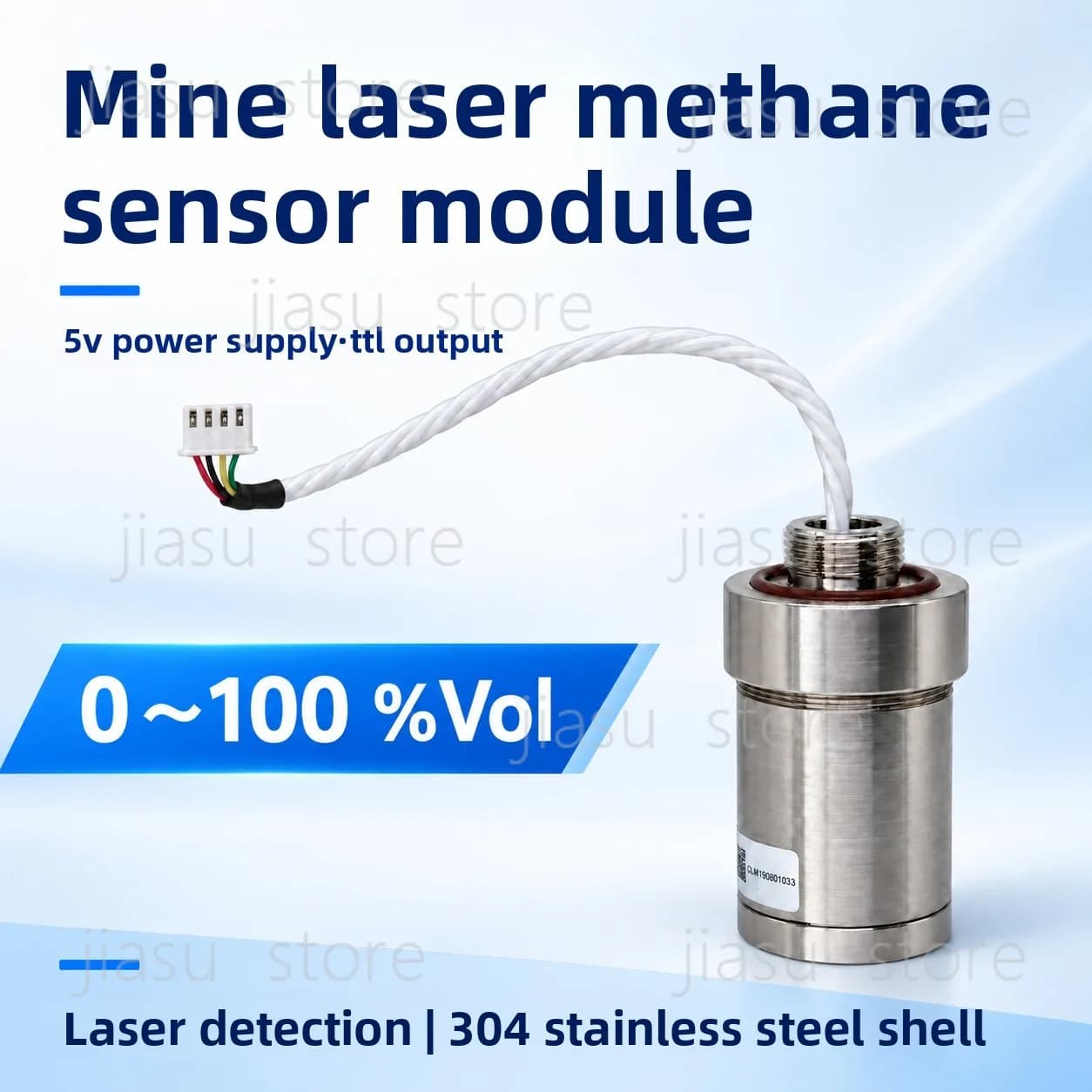 Mining Laser Methane Sensor Module, 5V Power Supply TTL Serial Output, Gas Concentration Detector 304 Stainless Steel