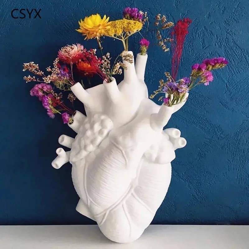Heart Vase, Home Decoration, Desktop Craft Decoration, Exquisite High-end Interior Vase, Organ Design Flower Box, Halloween Deco