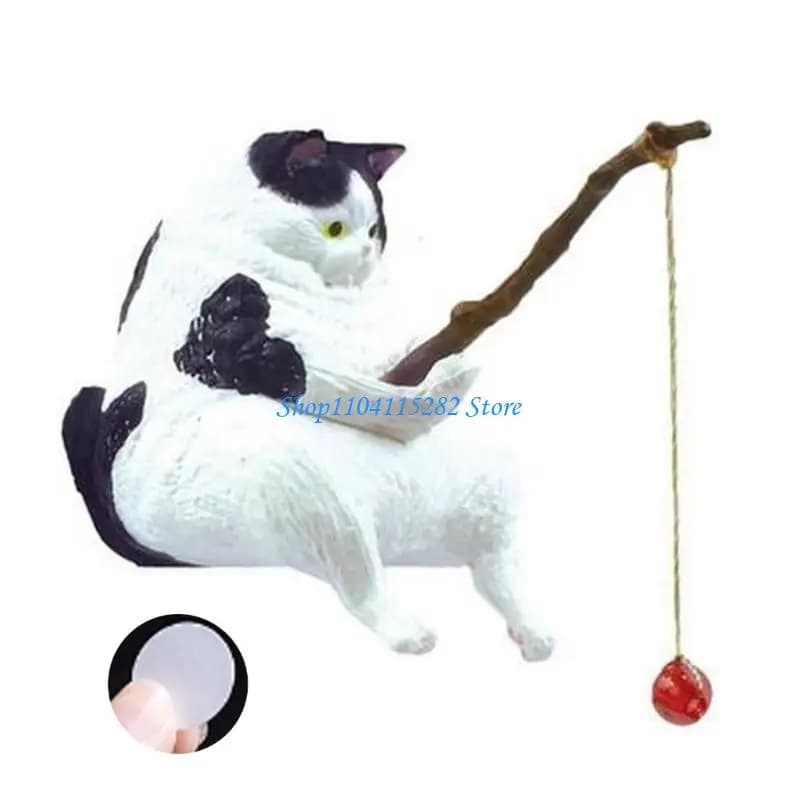 Miniature Car Cats Fishing Ornament Colorful Resin Dashboard Decors for Vehicle Dashboard Interior Styling