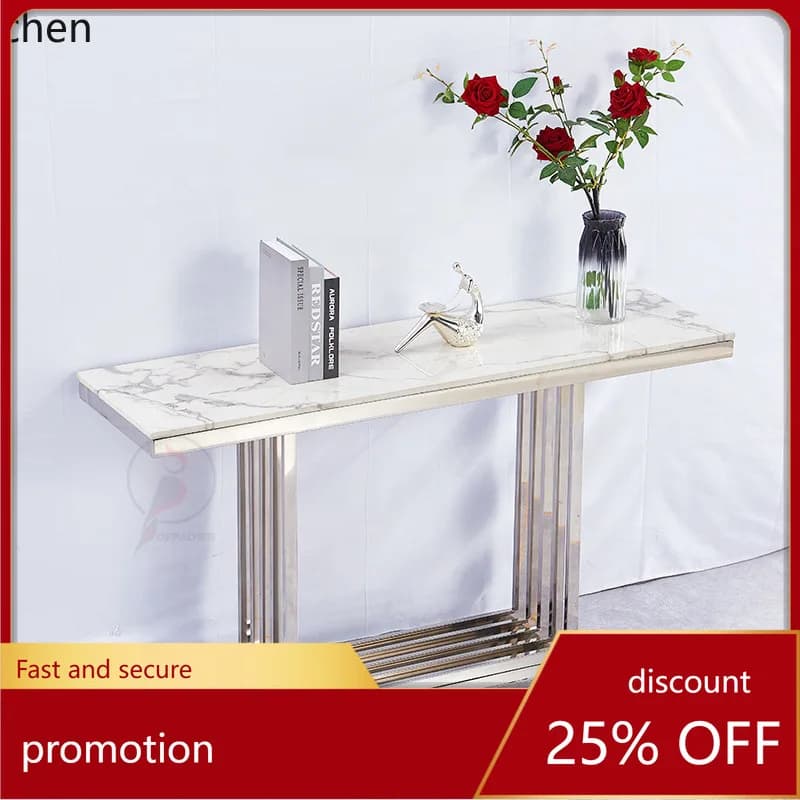 YFY Stainless Steel Entryway Rock Slab Console Table Light Luxury Style  Table Decorative Hallway Entryway Cabinet Modern