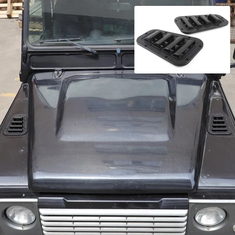 2PCS ABS/Metal For Land Rover Defender 2004-2018 Hood Vent Trim Vent Cover Trim Car Exterior Accessories