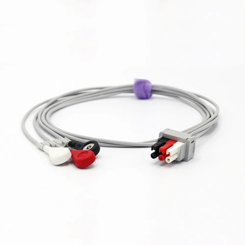GE-Datex Ohxmedas ECG Lead, 3 Lead, AHA, Snap