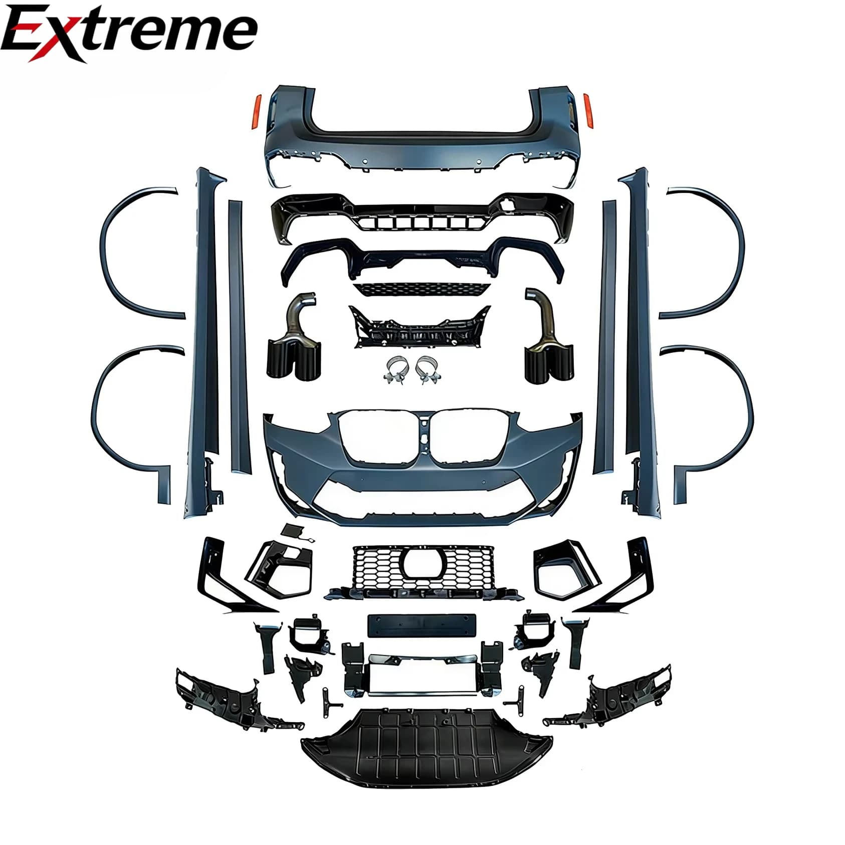 X3M Style Body Kit for BMW X3 G01 LCI 2021+ Front Bumper Rear Diffuser Side Skirts Direct Fit ABS Gloss Black