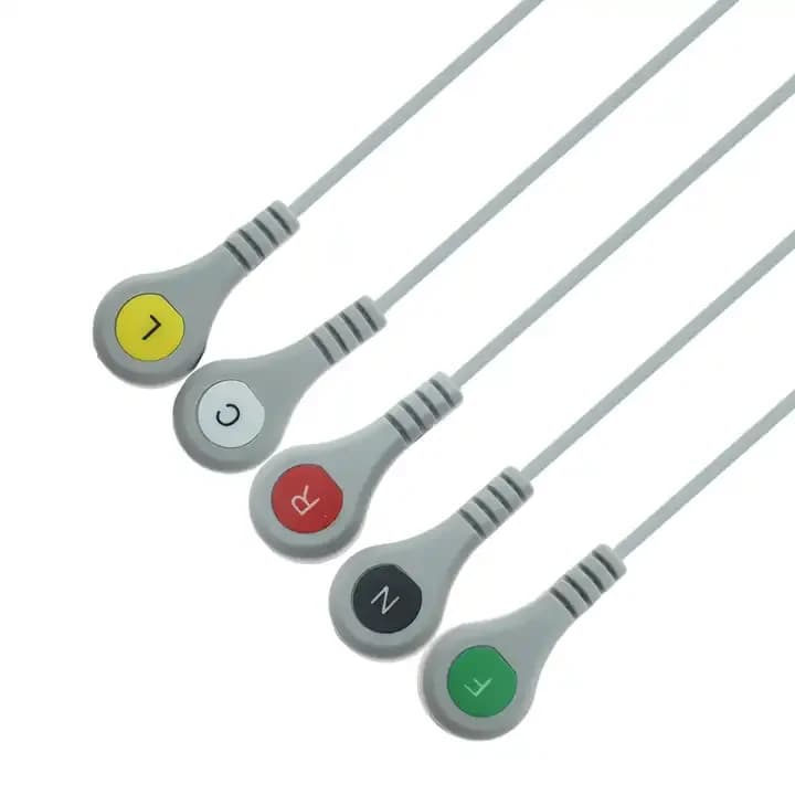 5 Lead ECG Cable 0.9m Snap Connector Fit CMS9000 TLC9803 IEC Interface Wire