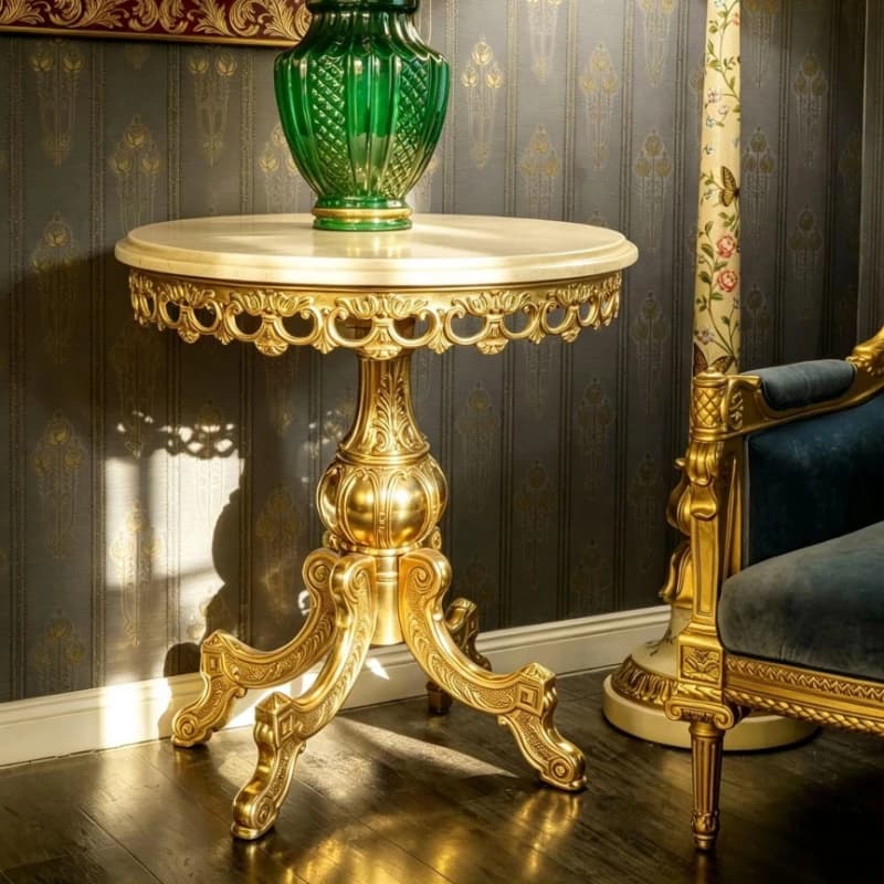 Luxury hand-painted gold carving coffee table, design sense