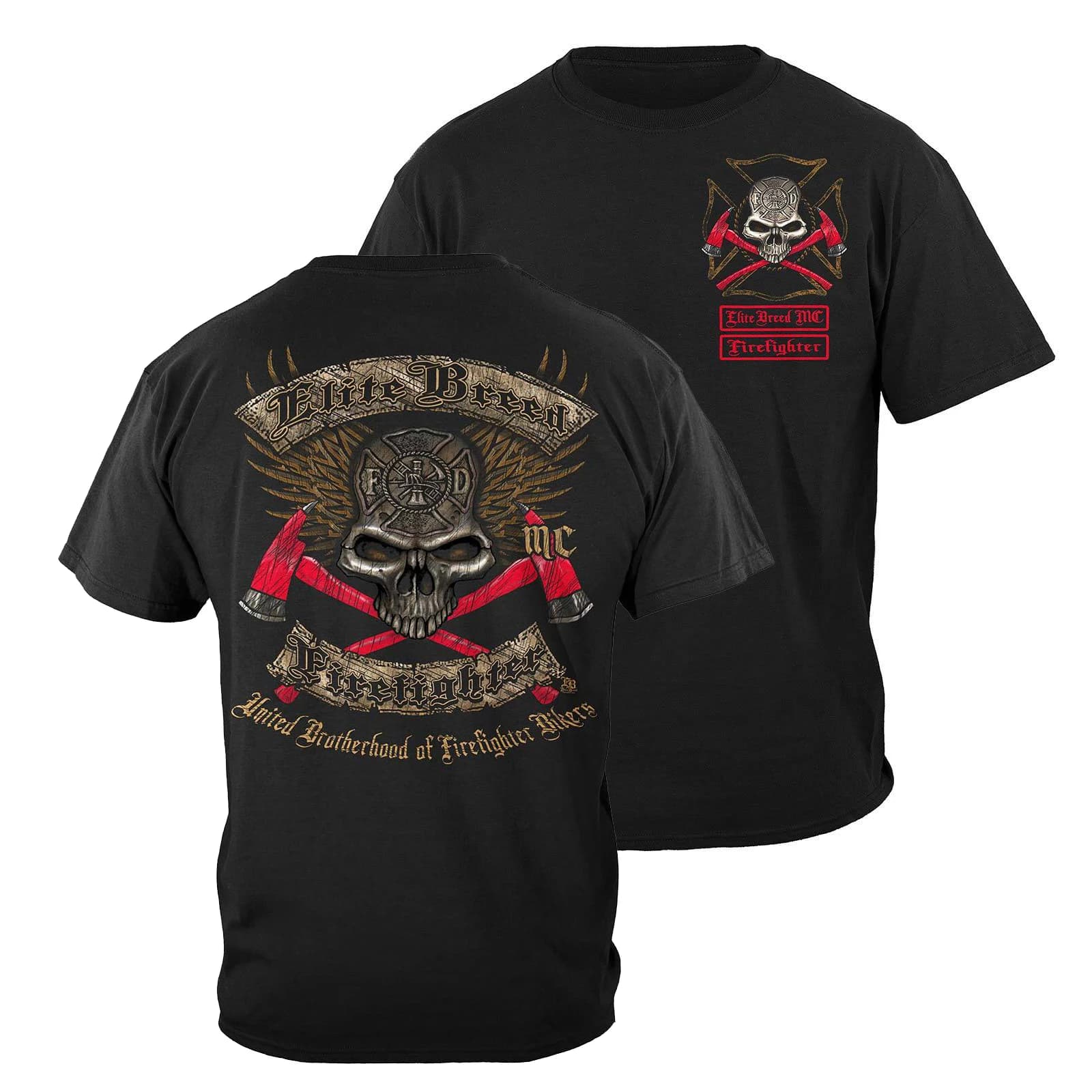Chrome Skull Biker Firefighter T-Shirt 100% Cotton O-Neck Short Sleeve Summer Casual Mens T-shirt Streetwear