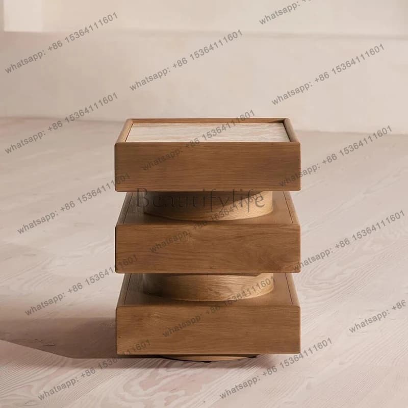 Mobile laterale per divano in marmo, angolo medievale in legno massello