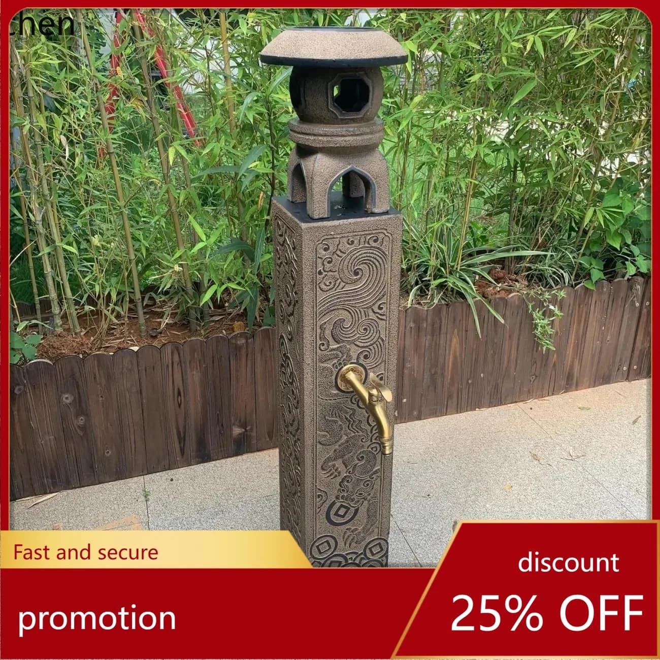 ZML Outdoor Courtyard Anti-Freeze Crack Standing Column Faucet  Chinese Style Garden Outdoor Stone Column Watering Hand Washing
