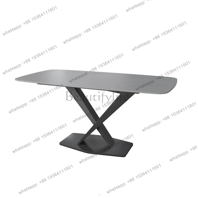 Italian minimalist rock slab dining table small apartment rectangular light luxury modern