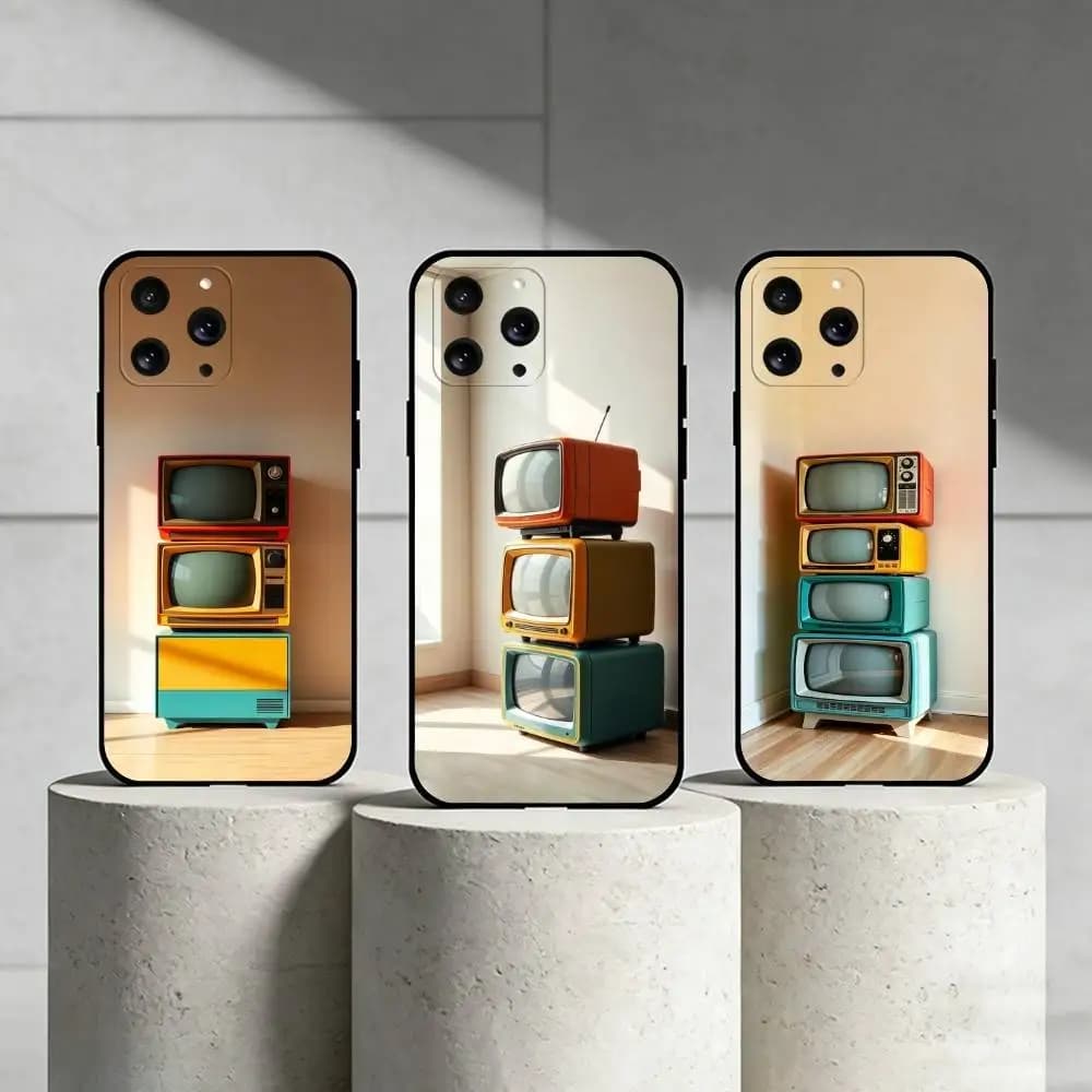 R-RetroVintage Phone Case For iPhone 17,16,15,14,13,12,11 Plus,Pro Max,SE4Soft Silicone Black Cover