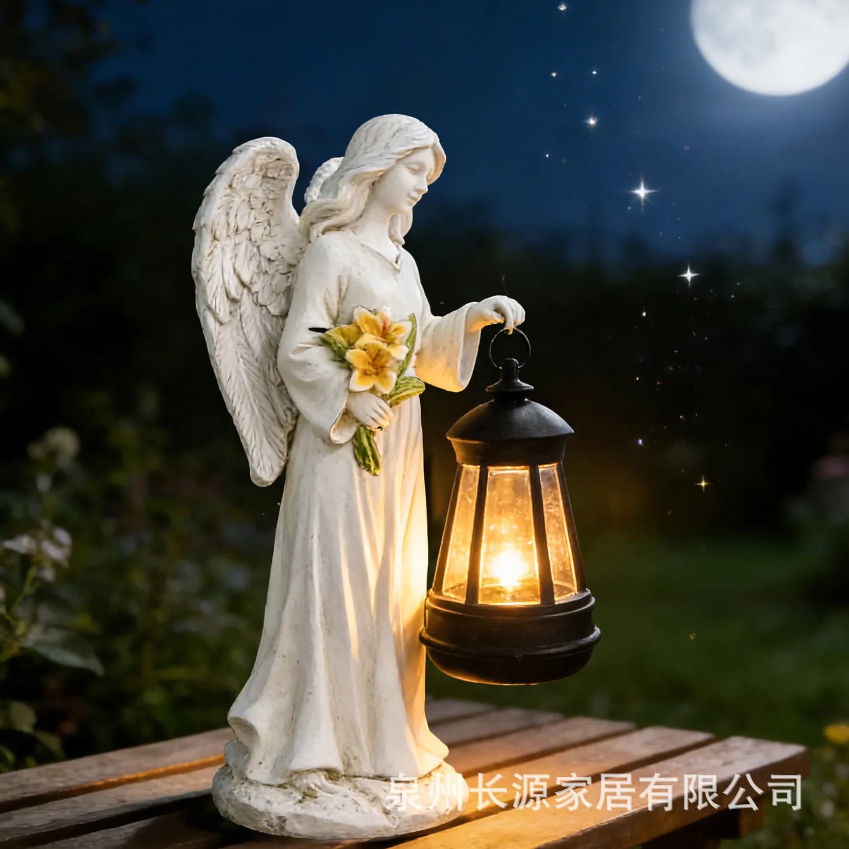 Solar Angel Girl Garden Statue Light Outdoor Courtyard Decor Night Lamp