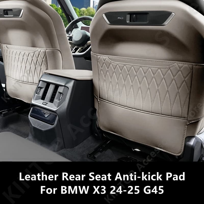 For BMW X3 24-25 G45 Leather Rear Seat Anti-kick Pad,Car Interior Decoration Modification Protection Accessories Refit