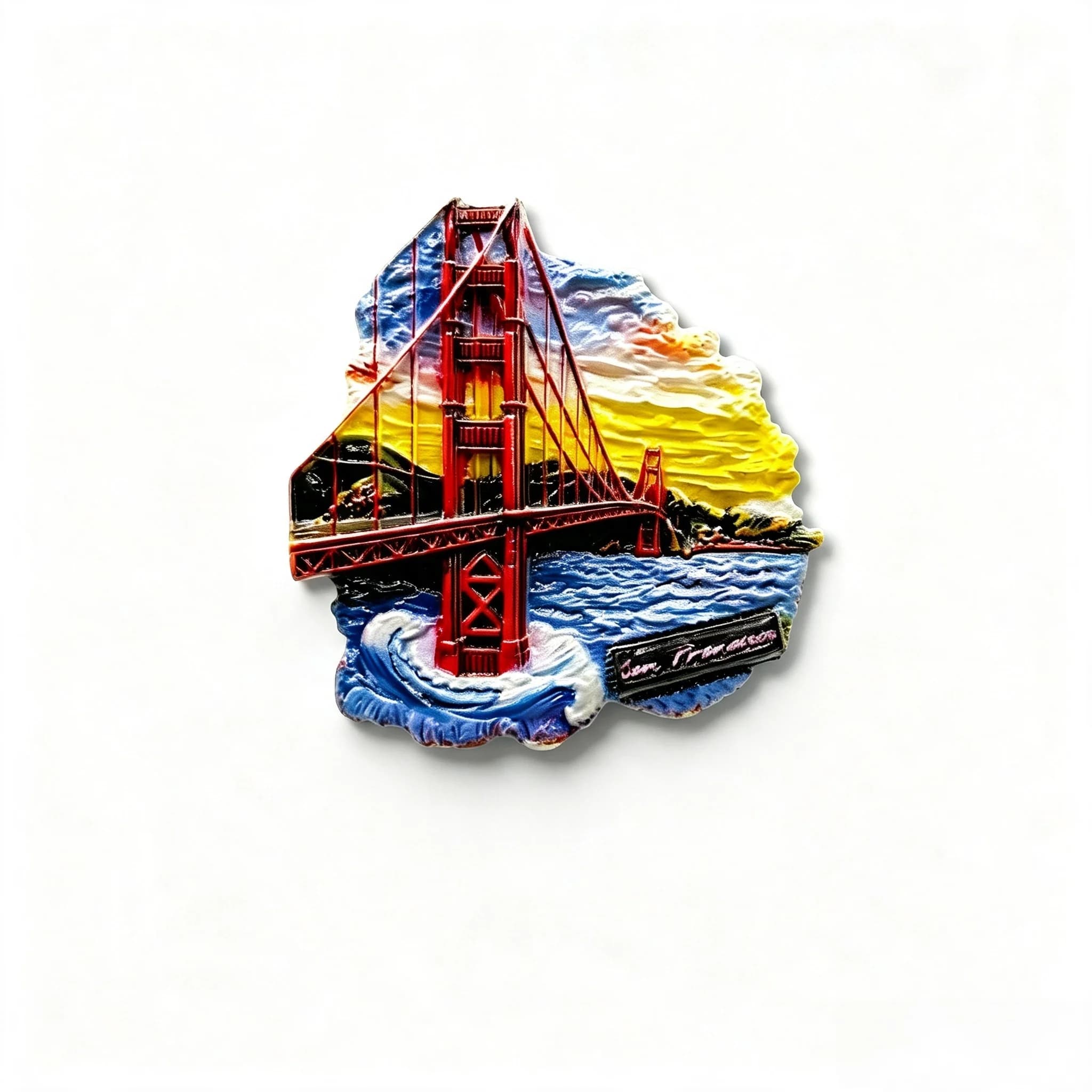USA San Francisco Golden Gate Bridge Sunset Scenery Resin 3D Fridge Magnet Tourist Souvenir Refrigerator Magnet Home Ornament
