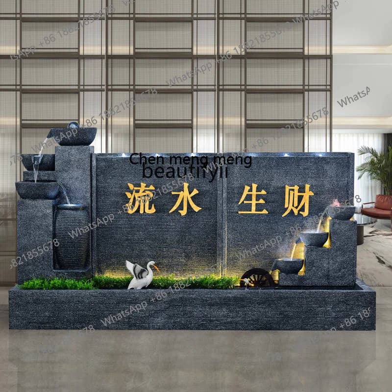 European Style Water Fountain Fish Pond Landscape Company Curtain Wall Living Room Screen Decoration Ornaments