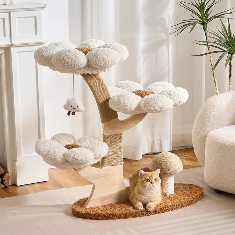 Winter warm cat climbing frame cat litter integrated multi-functional cat frame jute scratching column scratch-resistant wear